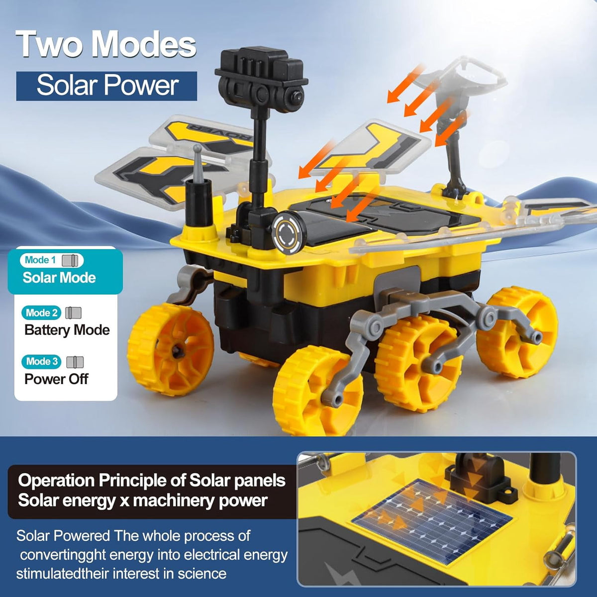 CEDQ Solar Robot Kit-Mars Rover STEM Educational Toys for Boys Ages 8-12 Kids Space Toys DIY Science Kit with Two Energy Modes Explore Solar Energy Toys as Birthday Gifts for 8 9 10 11 12 Years Old