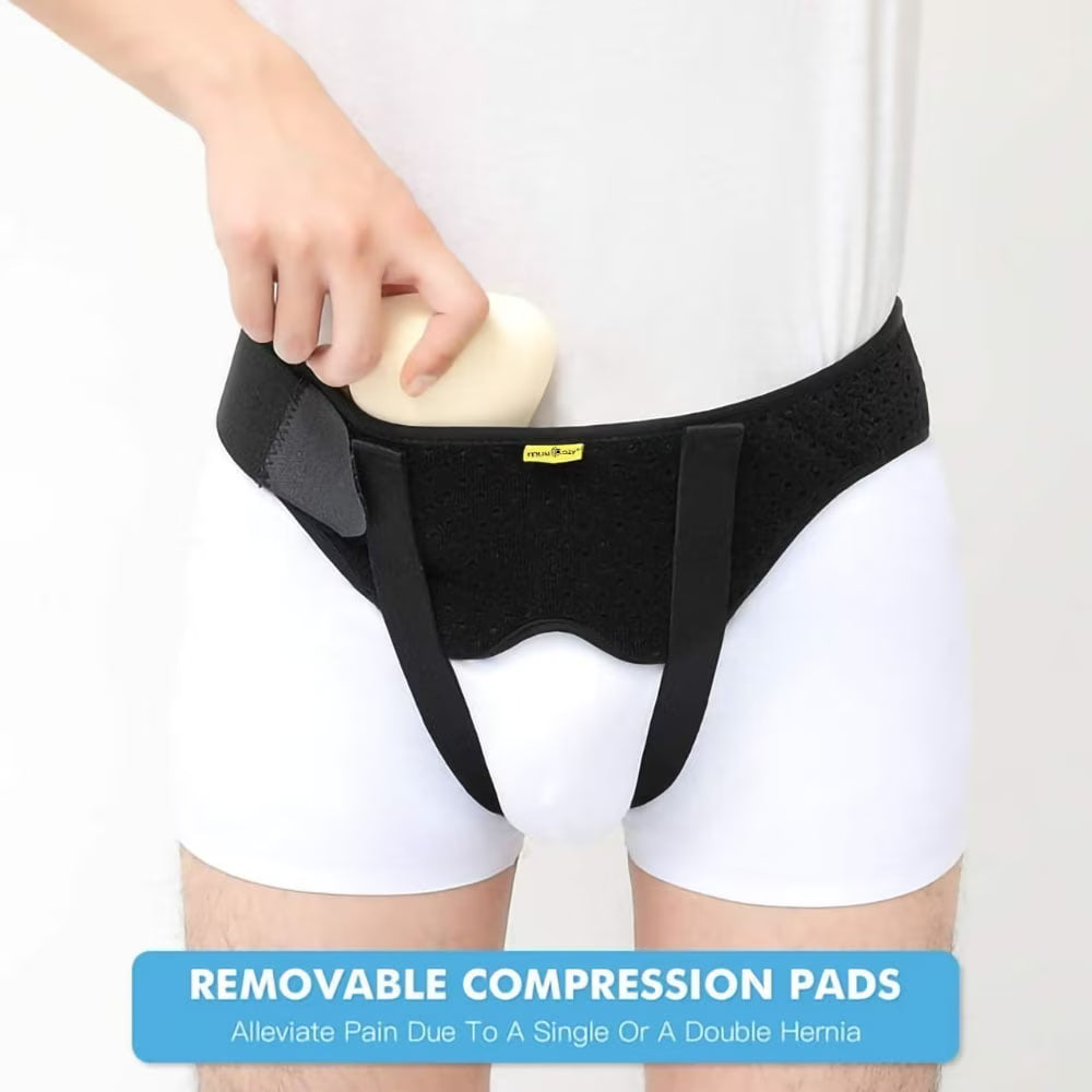 Hernia Belt Truss for Single/Double Inguinal or Sports Hernia, Hernia Support Brace for Men for Women Pain Relief Recovery Strap with 2 Removable Compression Pads Comfortable Material