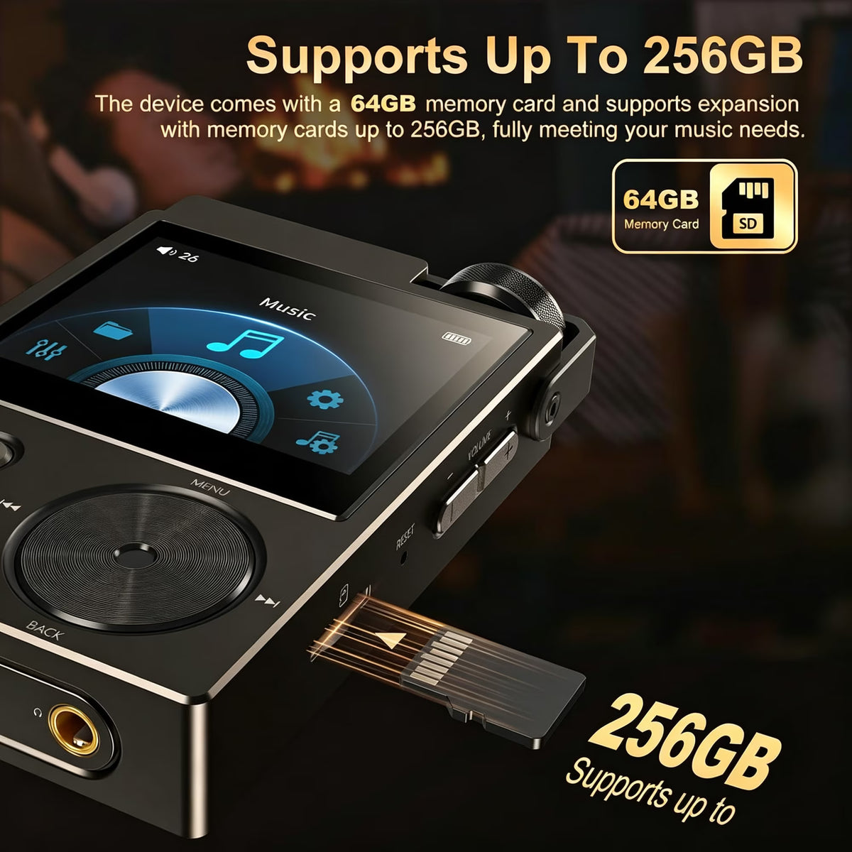 MUSICOZY HiFi MP3 Players, 64GB Lossless High-Resolution Digital Audio Music Player, Portable Audio Player, DSD DAC FLAC Player,192Khz/24bit, Audio Player for Music Enthusiast, Support up to 256GB