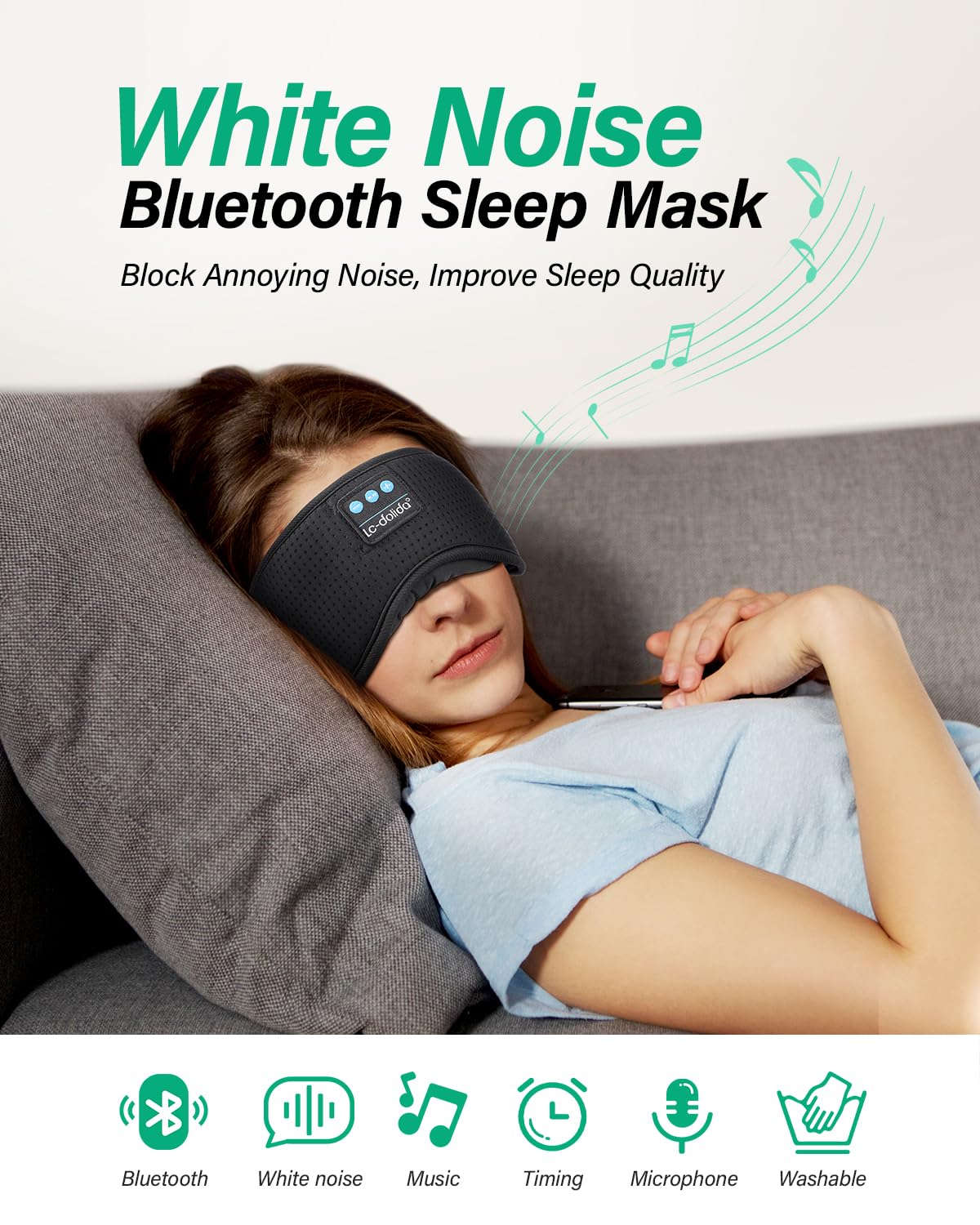 Sleep Headphones  White Noise Bluetooth Sleep Mask 3D Wireless Eye Mask Sleeping with Timing  Sleep Mask with Bluetooth Headphones for Side Sleepers