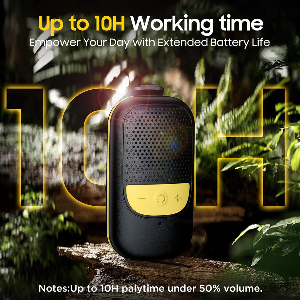 Wearable Bluetooth Speaker Clip-On Portable Speaker with Built-in Mics for Hands-Free Music and Calls Up to 10 Hours Battery Life Mini Outdoor Waterproof Speaker Gifts for Women/Men - Black