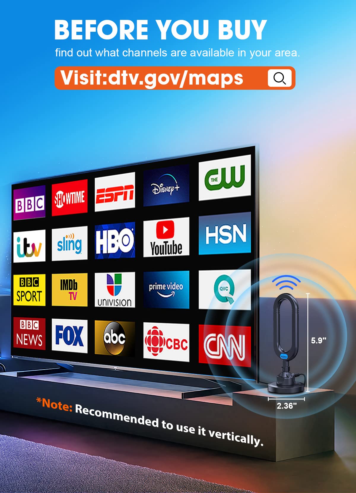 TV Antenna for Smart TV Indoor 2024 Newest Clear 4K Digital Antenna HD TV Up to 380 Miles Long Range Local Channels Indoor Outdoor Amplifier Signal Booster Cable Easy Setup