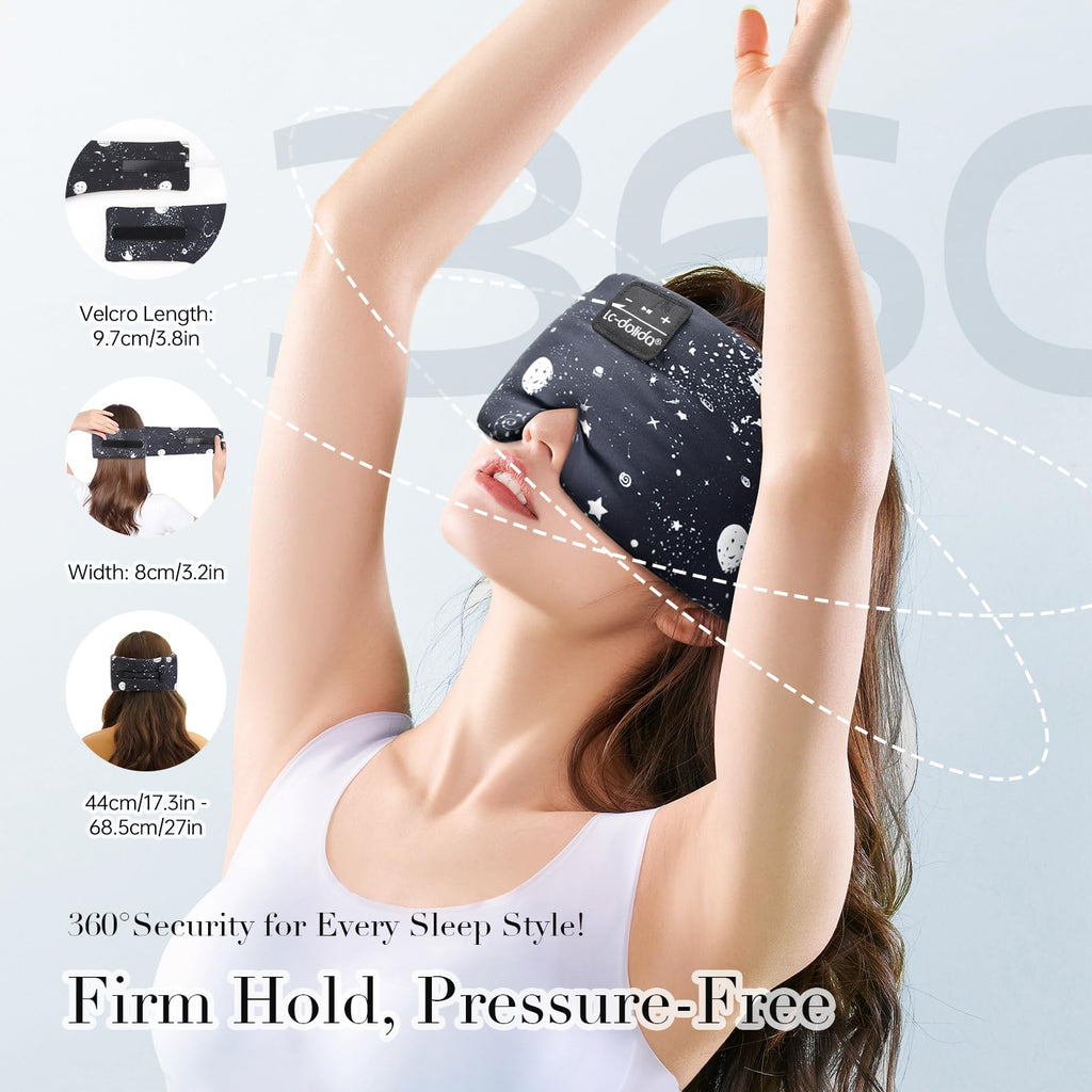 Sleep Mask with Bluetooth Headphones  Silk Eye Mask for Sleeping Side Sleepers  5.4 Bluetooth Silk Sleep Mask Headphones for Women Men with Thin Speaker  Blackout  Cooling  Comfort