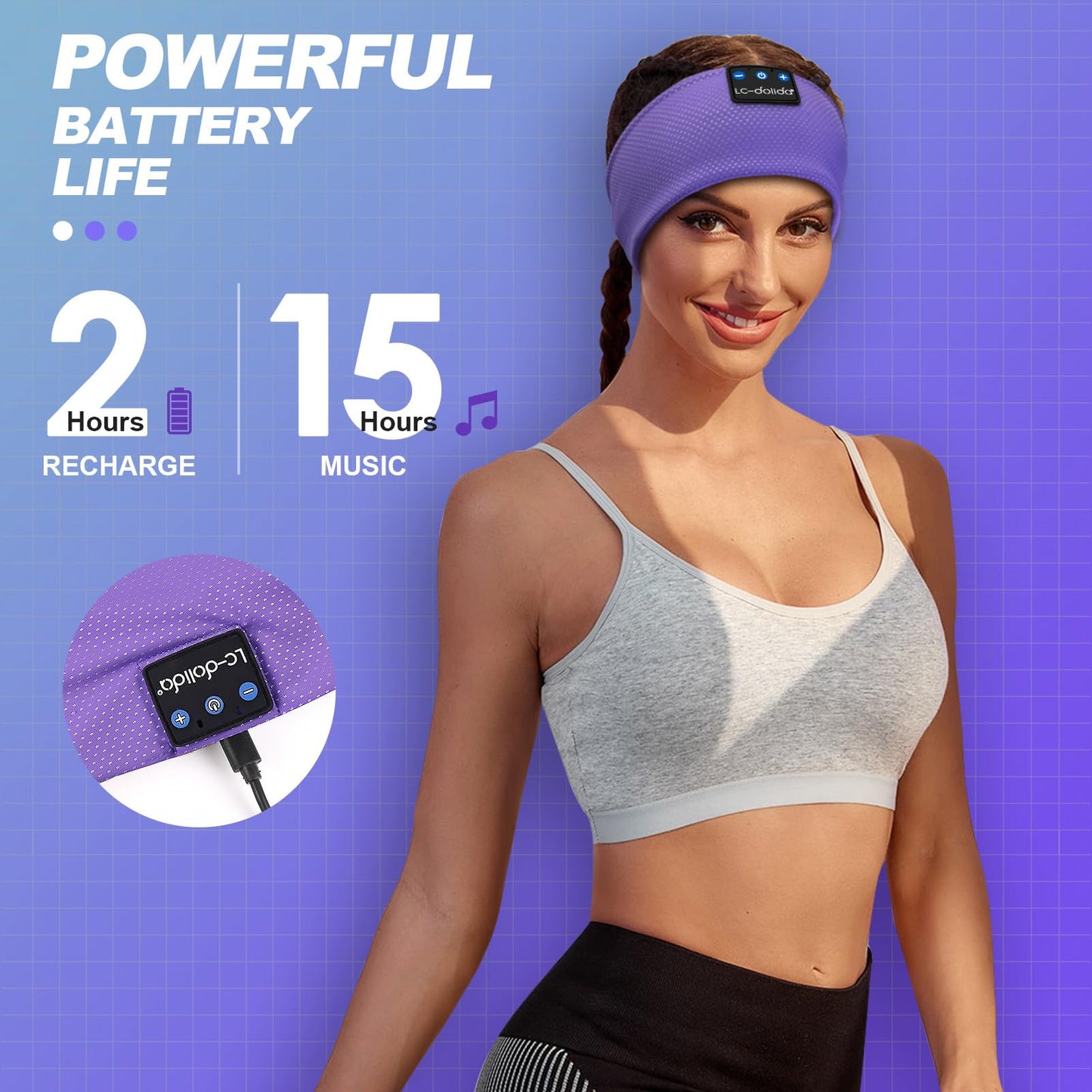 LC-dolida Sleep Headphones Bluetooth 5.4  Headband Headphones Earphones Wireless  Sleep Mask for Sleeping  Sports  Gifts  Workout  Jogging  Yoga Insomnia  Air Travel  Meditation