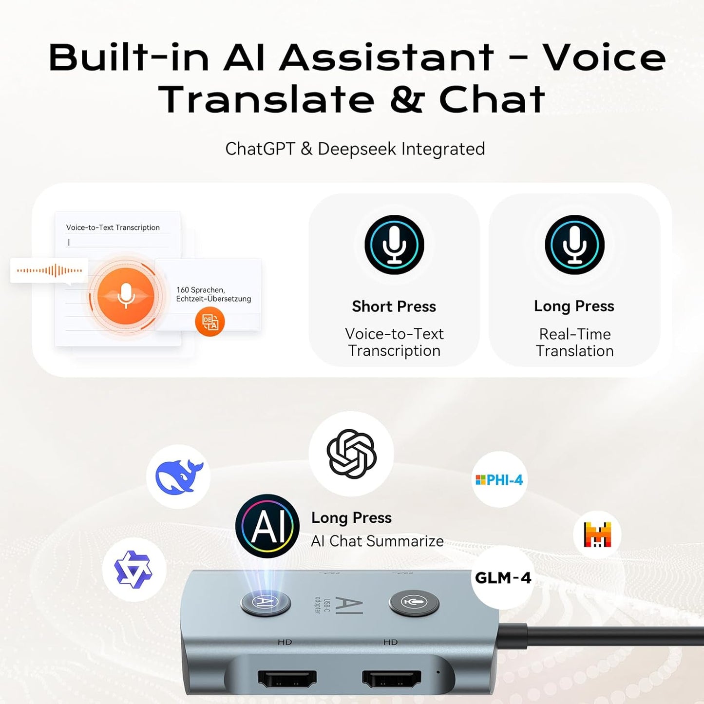 7-in-1 AI Laptop Docking Station with Dual Monitor  TOPOINT USB C Hub with AI Voice Transcription  Translation  Smart Office Tools  2 USB 3.0  100W PD for Home Office Remote Work Business Travel