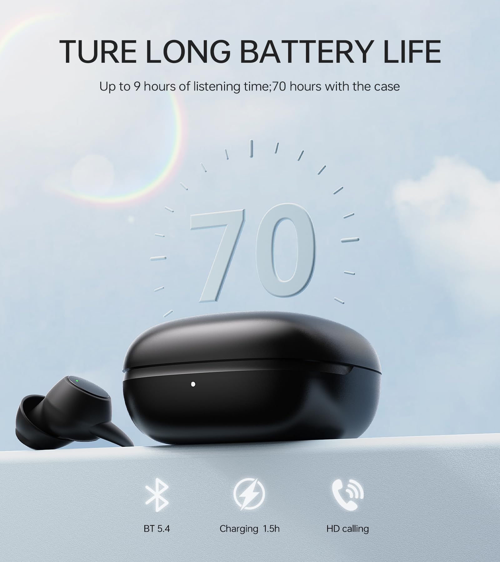 2.0 Sleep Headphones  Noise Blocking Sleep Earbuds  High Fidelity Invisible Ear Plugs-Hearing Protection  Mini Design for Side Sleepers  Bluetooth 5.4  Reusable Flexible Silicone-Black