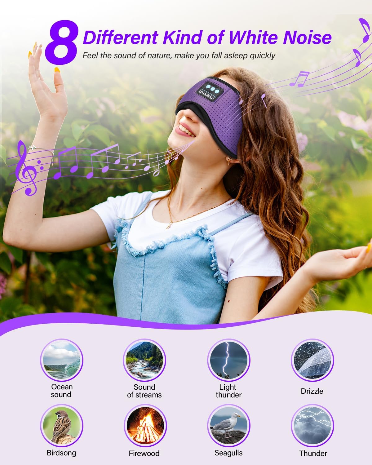 LC-dolida Sleep Headphones  White Noise Bluetooth Sleep Mask 3D Breathable Wireless Eye Mask for Timing  Sleep Mask with Bluetooth Headphones for Side Sleepers Travel Yoga  Cool Gadgets for Women Men