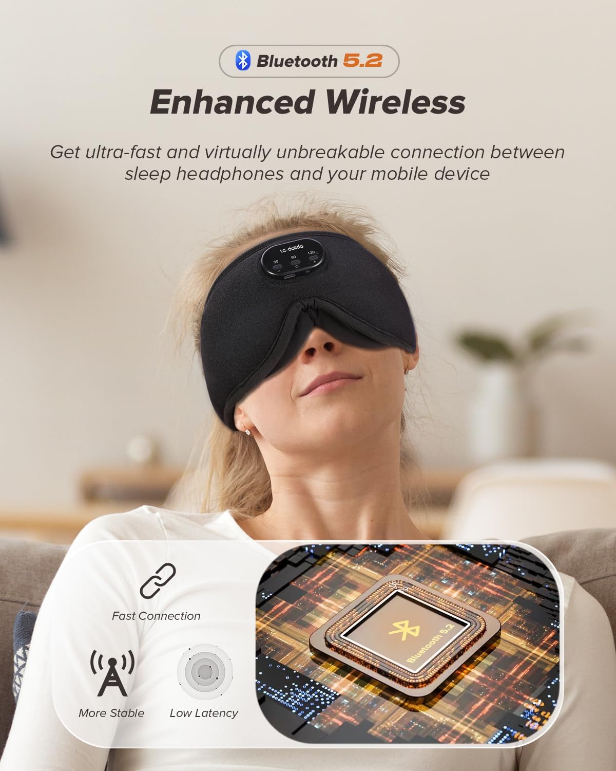 LC-dolida Sleep Headphones  White Noise Bluetooth Sleep Mask 3D Wireless Timing Eye Mask for Sleeping  Sleep Mask with Bluetooth Headphones for Side Sleepers Travel Yoga  Cool Gadgets for Men Women