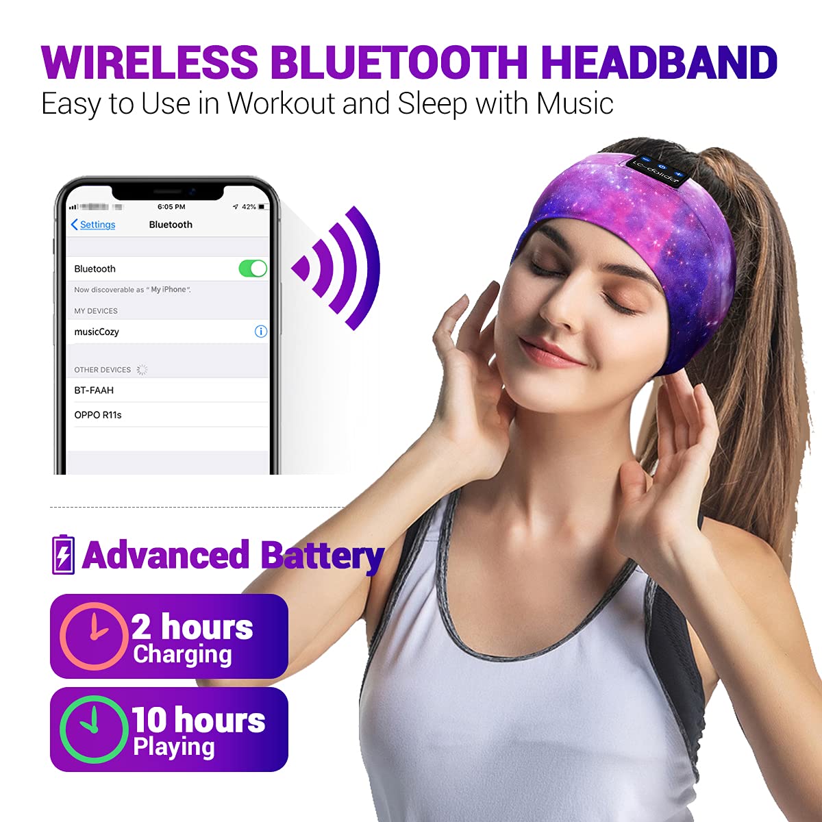 Sleep Headphones Bluetooth Headband Sleeping Wireless Headband Headphones with Thin HD Stereo Speakers