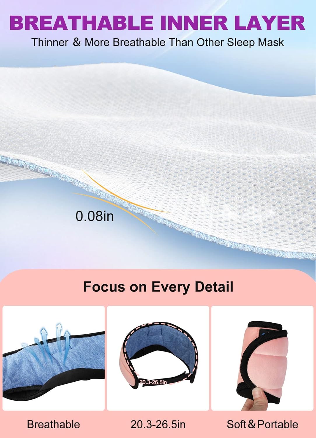 TOPOINT Sleep Mask Headphones Bluetooth 5.2 Wireless  Blackout Eye Mask for Women Men Sleeping Travel Meditation Gifts Cool Gadgets with Speakers Music Microphone  Noise Canceling Ear Plugs  USB C