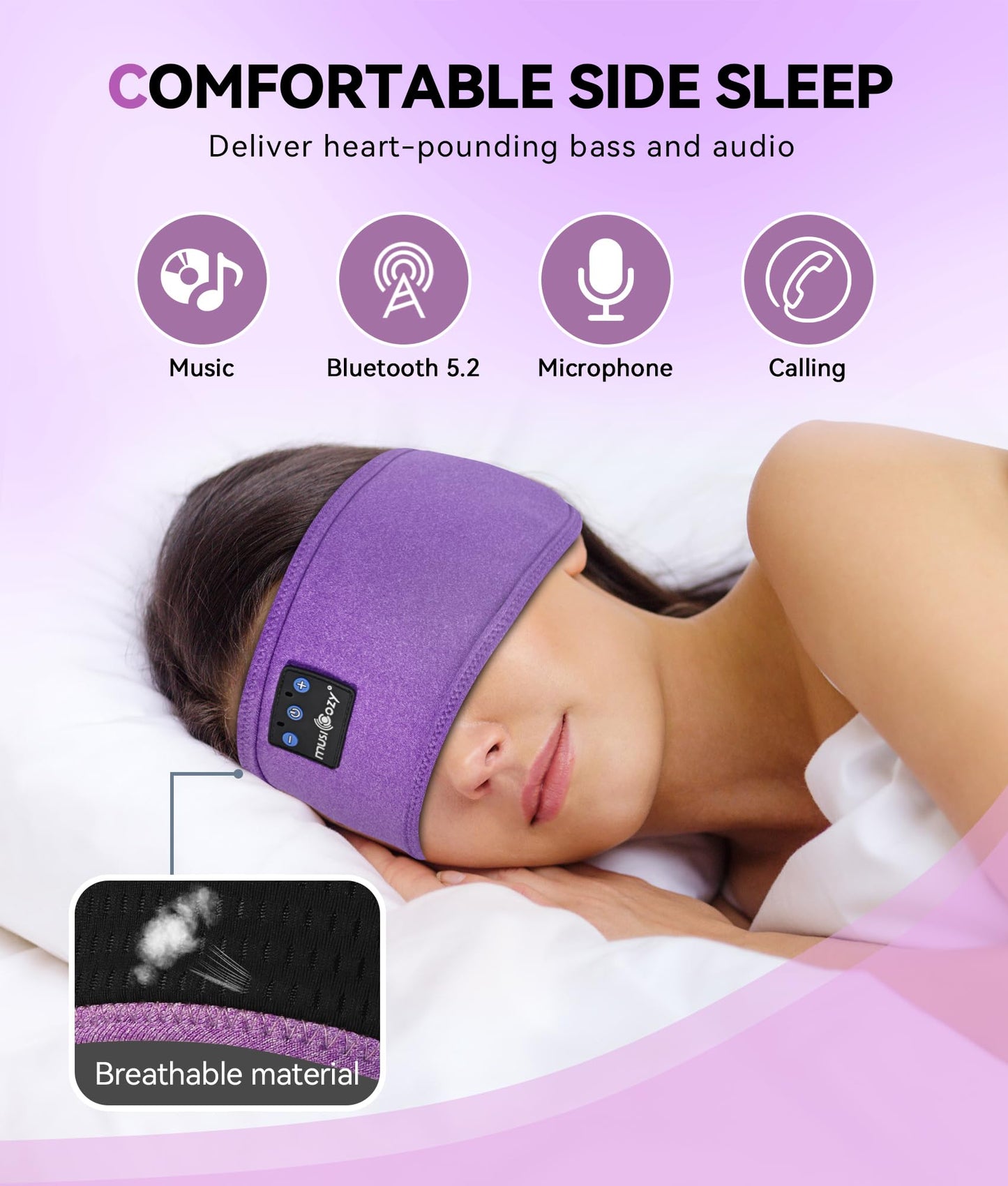 Bluetooth 5.2 Headband Sleep Headphones Headband Headphones Sports Wireless Music Earphones