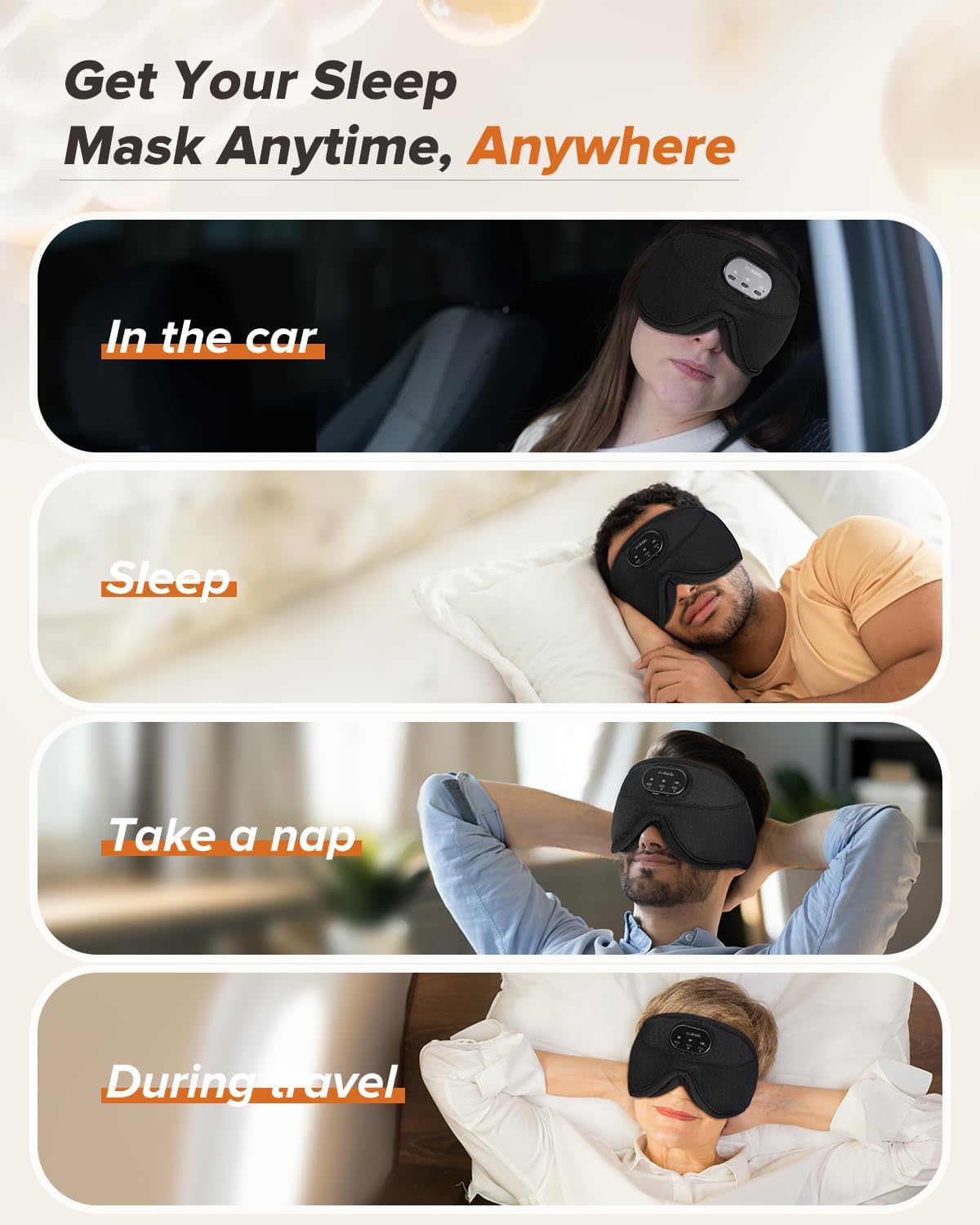 LC-dolida Sleep Headphones  White Noise Bluetooth Sleep Mask 3D Wireless Eye Mask for Sleeping  Sleep Mask with Bluetooth Headphones for Side Sleepers Travel Yoga  Cool Gifts for Men Women