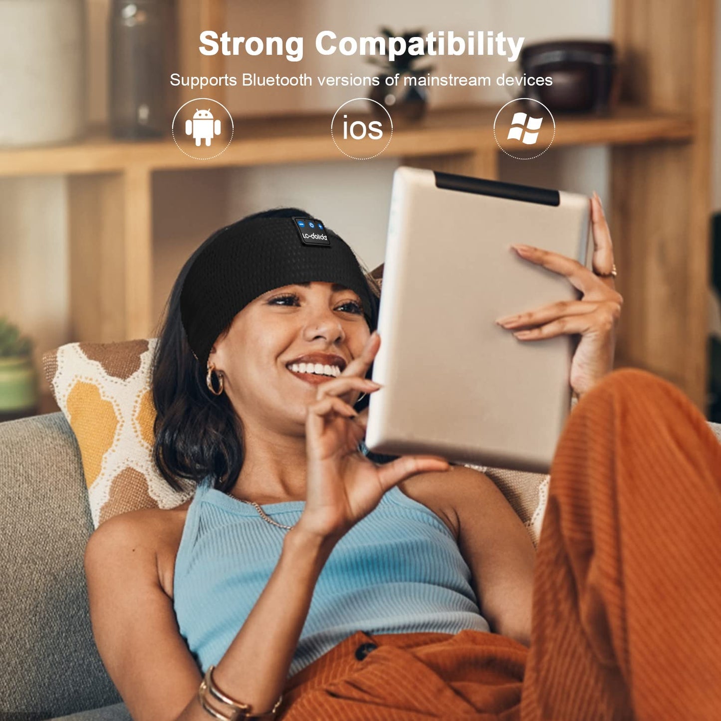 LC-dolida Sleep Headphones Bluetooth Headband  Headband Headphones Wireless Earphones Built in Speakers for Side Sleepers  Sleeping Headphones Sleep Earbuds