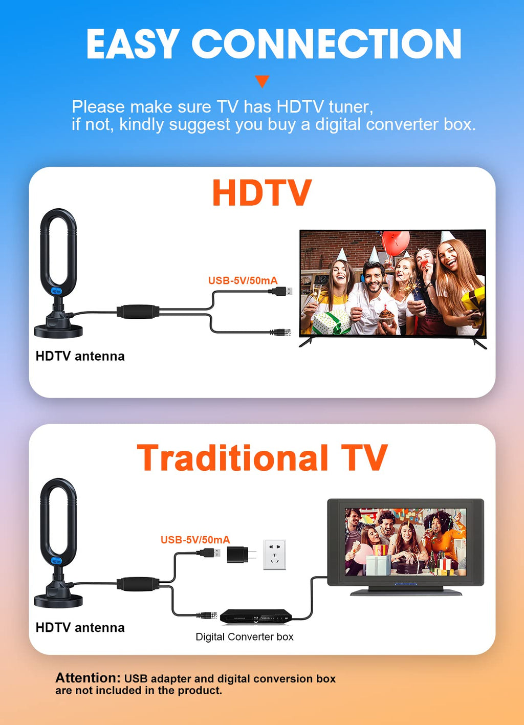 TV Antenna for Smart TV Indoor 2024 Newest Clear 4K Digital Antenna HD TV Up to 380 Miles Long Range Local Channels Indoor Outdoor Amplifier Signal Booster Cable Easy Setup
