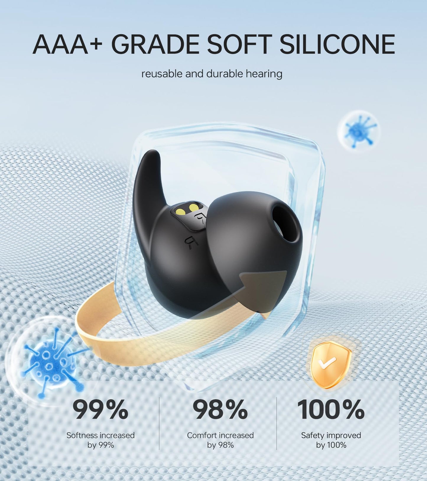 2.0 Sleep Headphones  Noise Blocking Sleep Earbuds  High Fidelity Invisible Ear Plugs-Hearing Protection  Mini Design for Side Sleepers  Bluetooth 5.4  Reusable Flexible Silicone-Black