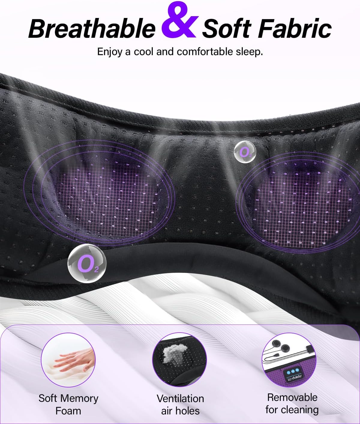 LC-dolida Sleep Headphones  White Noise Bluetooth Sleep Mask 3D Breathable Wireless Eye Mask for Timing  Sleep Mask with Bluetooth Headphones for Side Sleepers Travel Yoga  Cool Gadgets for Women Men