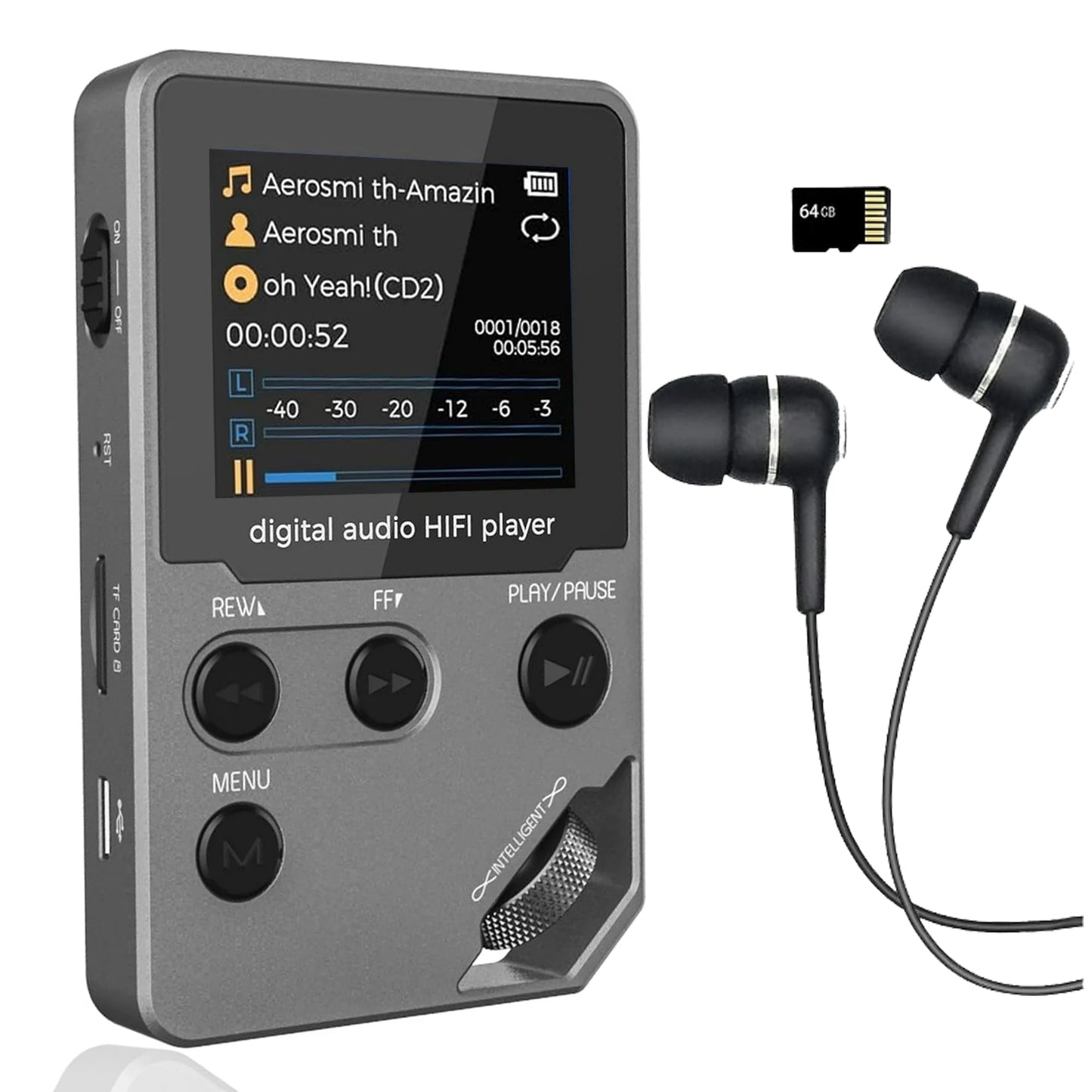 72GB Lossless MP3 Player MP4 Music Player Full Body Zinc Alloy Professional Level Music Player with BT 5.0 Earphones Photo/Video Play/FM Radio/Voice Recorder/E-Book Reader HiFi Sound Ideal for Sport