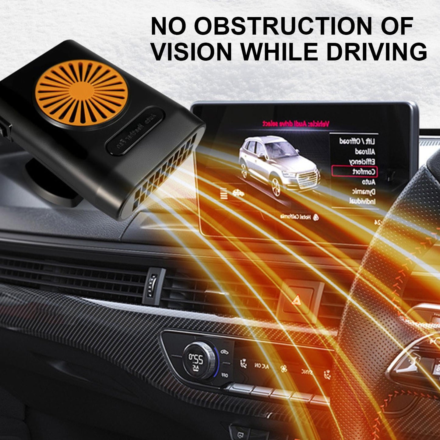 Portable Car Heater with Cooling Function Car Fan Heater 200W 12V Windshield Defroster Vehicle Demister Fast 2 in 1 Heating Cooling Dryer Auto 360 Rotate Heater Fan Car Heater Fan Plug-in Anti-Fog