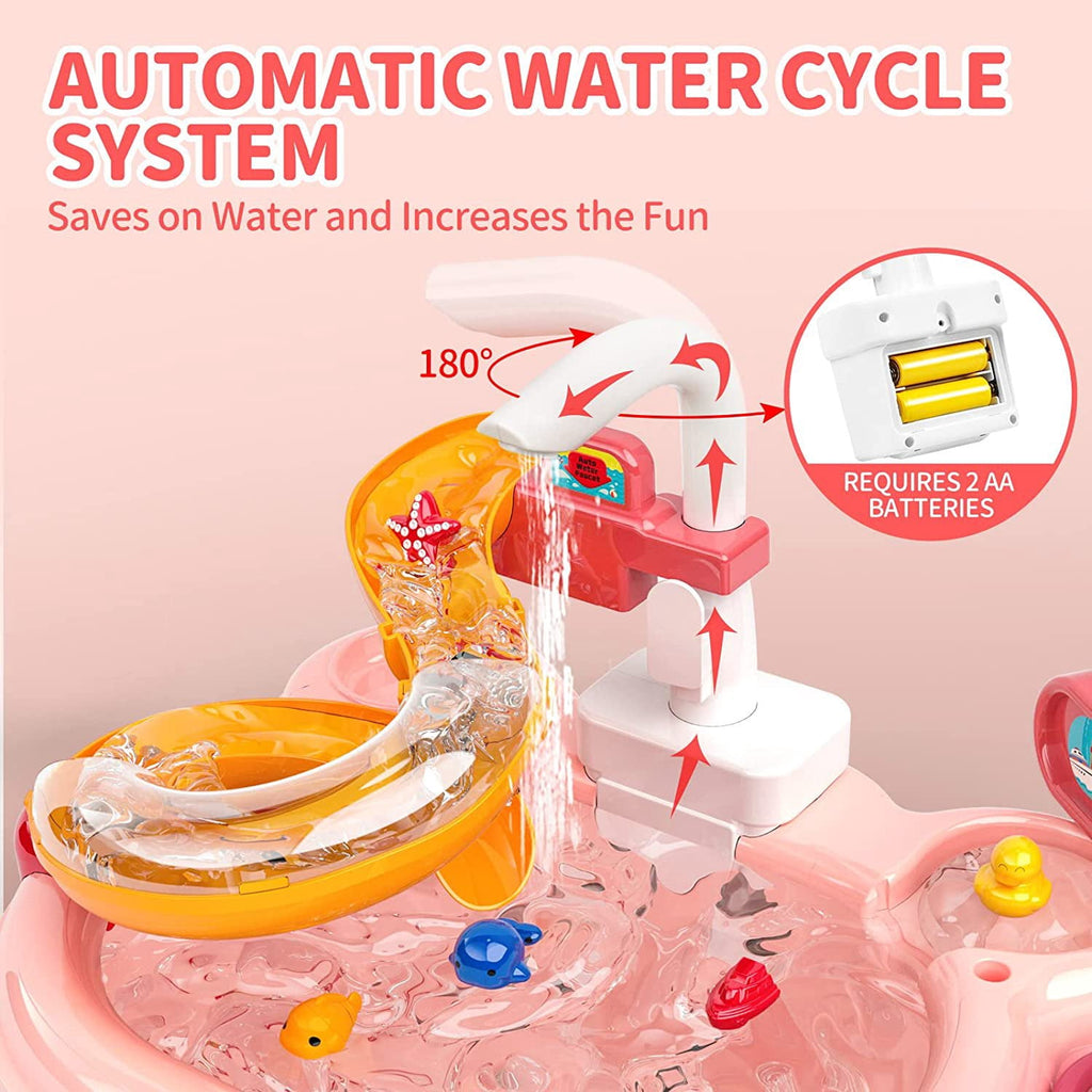 Toddler Toys Baby Toys Kid Toys Fishing Table and Dishwasher Toys Kids Kitchen Sink & Fishing Playset & Electric Dishwasher Toys Electric Water Table for Kid 3-12 Years Play Sink Fishing Toy Pool Set