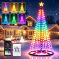 7FT Smart Christmas Tree Light IP65 RGB Christmas LED Lights 16 Mil Color Changing APP & Remote Control Music Sync Timer Group Control String Lights Xmas Decor Patio Beach Pool Cruise Party Gift