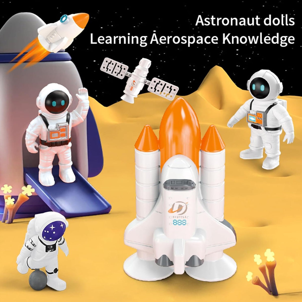 Space Train Track Set Toys for Girls & Boys-128 Piece Set DIY Assembled Track Battery Powered Spacecraft Satellite Astronaut Birthday Toys Suitable for Kids Over 3 Years Old Halloween Christmas Gifts