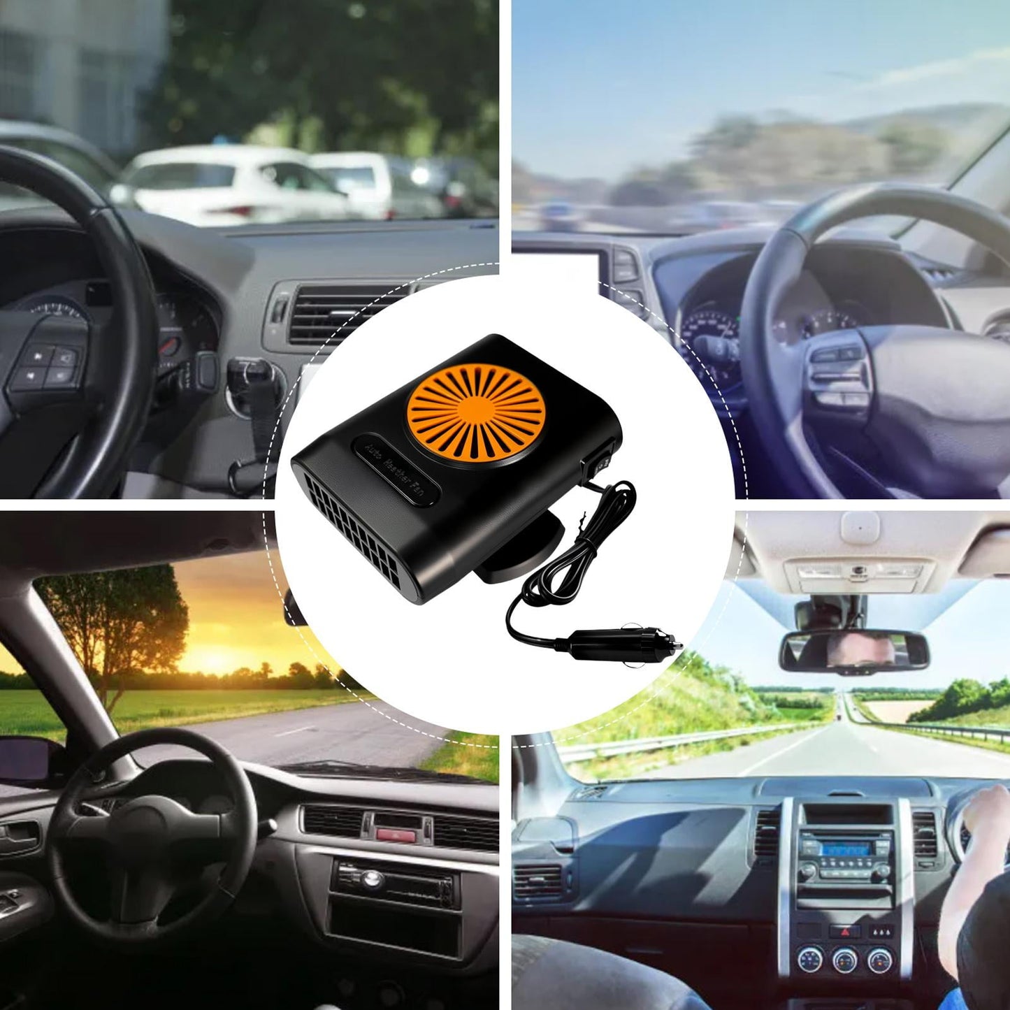 Portable Car Heater with Cooling Function Car Fan Heater 200W 12V Windshield Defroster Vehicle Demister Fast 2 in 1 Heating Cooling Dryer Auto 360 Rotate Heater Fan Car Heater Fan Plug-in Anti-Fog