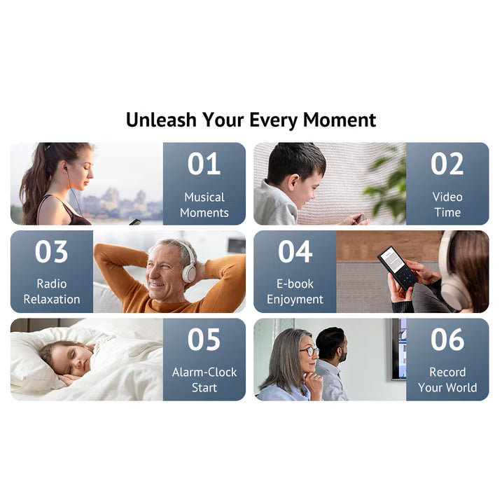 MUSICOZY 32GB MP3 Player with Bluetooth 5.3,Music Player Features HD Speaker, Earphone,2.4" Touch Buttons Screen with FM Radio Voice Recorder E-Book HiFi Sound,Support up to 128GB for Walking,Running