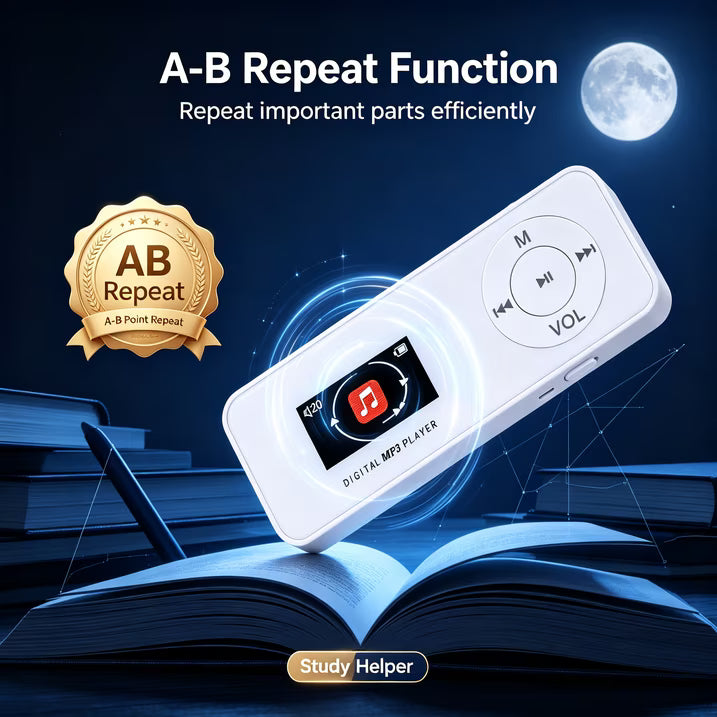 MUSICOZY Bluetooth MP3 Player with Built-in Speaker, 1.1 Inch Mini Digital Music Player, Portable Lossless Audio Player, Support TF Card, Voice Recorder, FM Radio for Students, Running, Travel