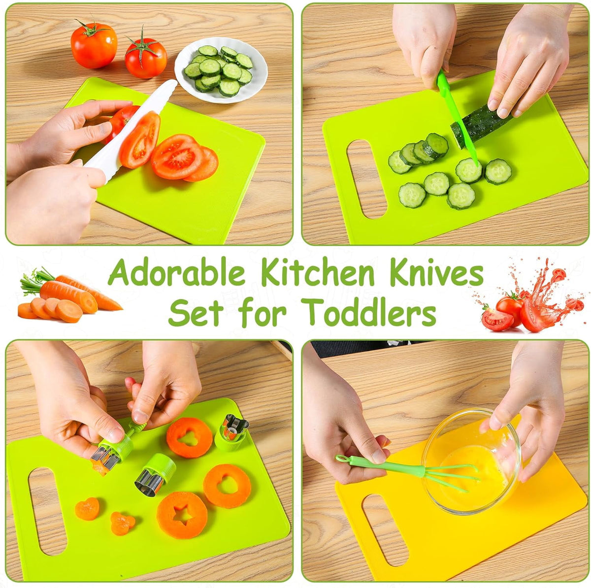 Kids Safe Knife Toys Set Toddler Kitchen Set for Real Cooking 45 PCS Toddler Montessori Kitchen Tool Toy for Girl Boy Age 2-10 Gifts for 2 3 4 5 6 7 8 9 10 Year Old Girl Boy Birthday Christmas