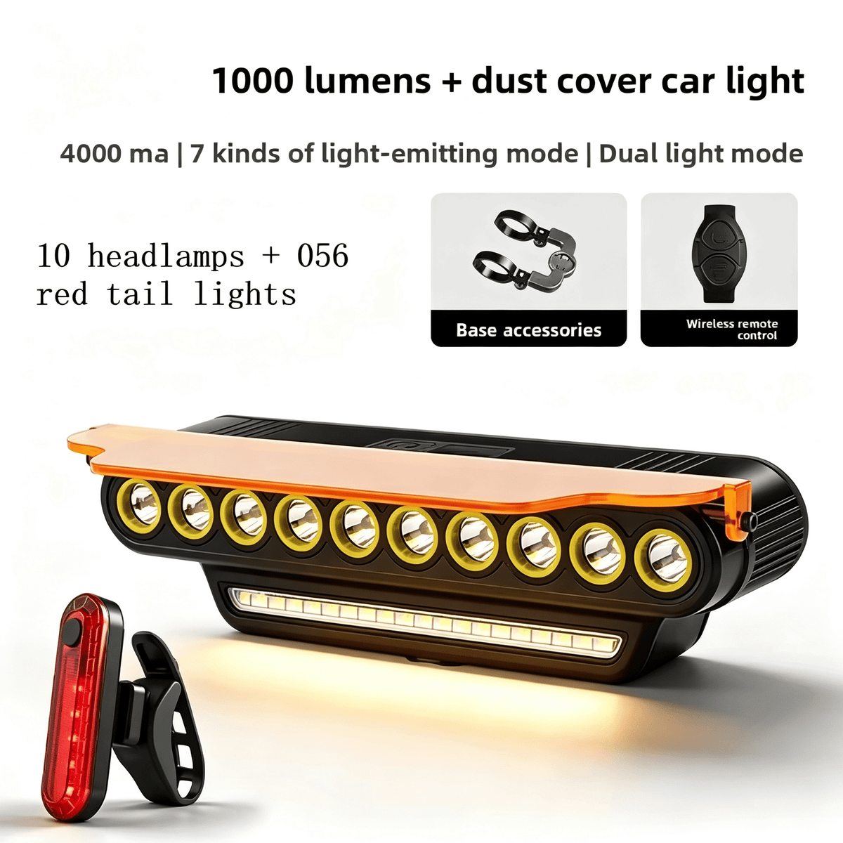10000LM Super Bright Bike Light Set Rechargable Powerful Bicycle Front Back Lights IPX6 Waterproof With High-Decibel Horn Long Battery LED Bicycle Light with Remote Control for Road Mountain Cycling