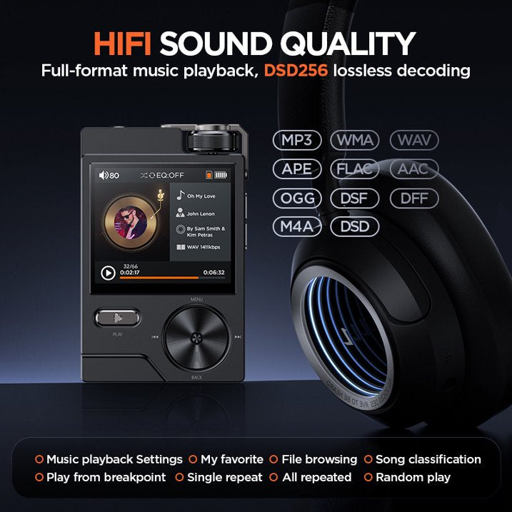 MUSICOZY HiFi MP3 Players, 64GB Lossless High-Resolution Digital Audio Music Player, Portable Audio Player, DSD DAC FLAC Player,192Khz/24bit, Audio Player for Music Enthusiast, Support up to 256GB