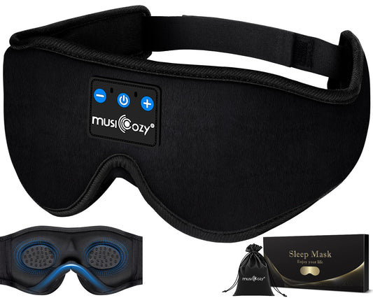 MUSICOZY 3D Bluetooth Sleep Mask with Headphones  Wireless Music Sleep Headband Eye Mask for Side Sleepers