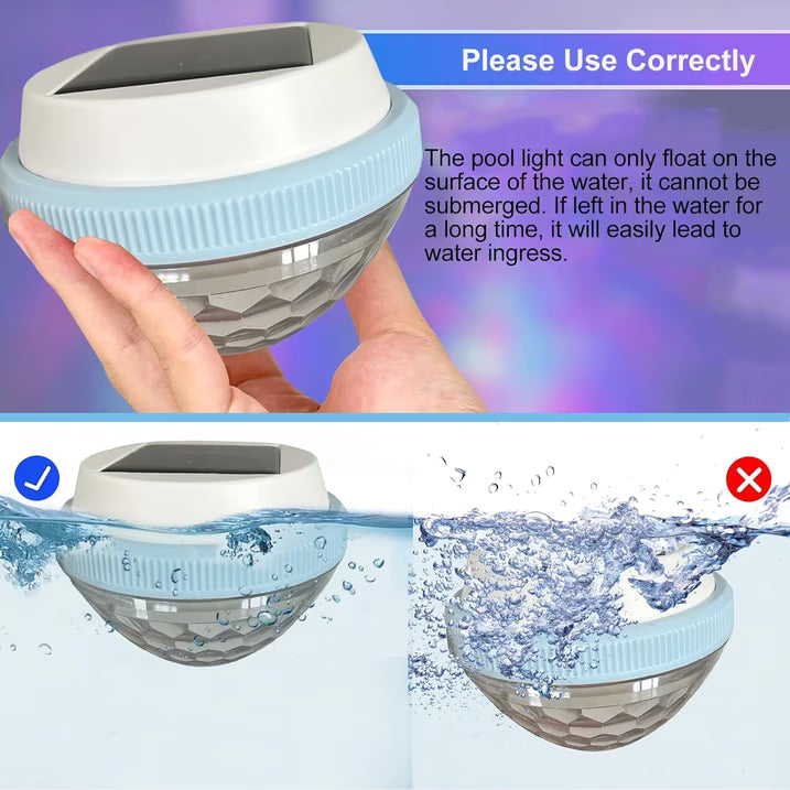 2PC Solar Floating Pool Lights, RGB Color Float Pool Lights, IP68 Waterproof Outdoor LED Pool Lights, Pool Decor Lighting Accessories for Pond, Pools, Garden, Halloween, Christmas, Party Decoration
