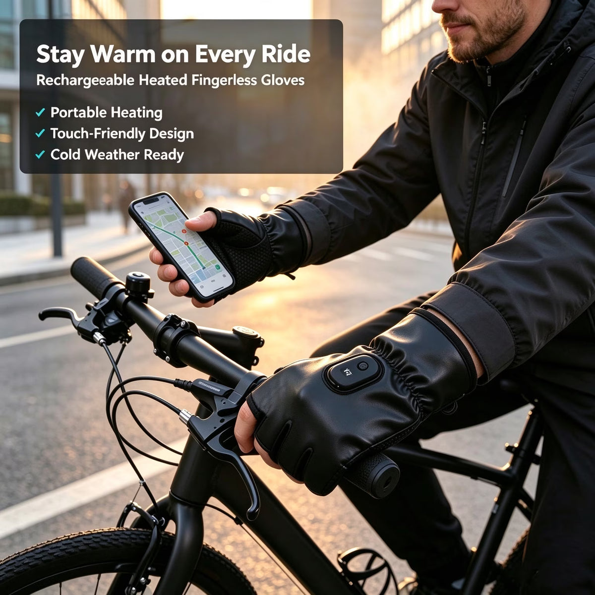 Heated Gloves Rechargeable-Smart Thermostatic Heated Fingerless Gloves Heat Up to 131℉,Portable Heating Glove with Digital Display,3 Temperature Settings for Hiking Skiing Cycling,Gifts for Women Man
