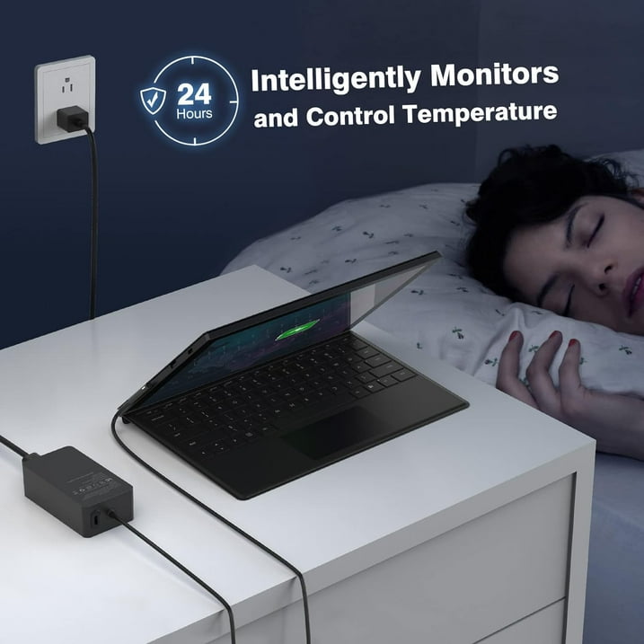 65W Surface Pro Laptop Charger for Microsoft Surface Pro 10, 9, 8, 7+, 7, 6, 5, 4, 3, X, Windows Surface Laptop 6, 5, 4, 3, 2, 1, Surface Go Tablet, Surface Book 3, 2, 1, Support 44W, 36W, LED, 10FT