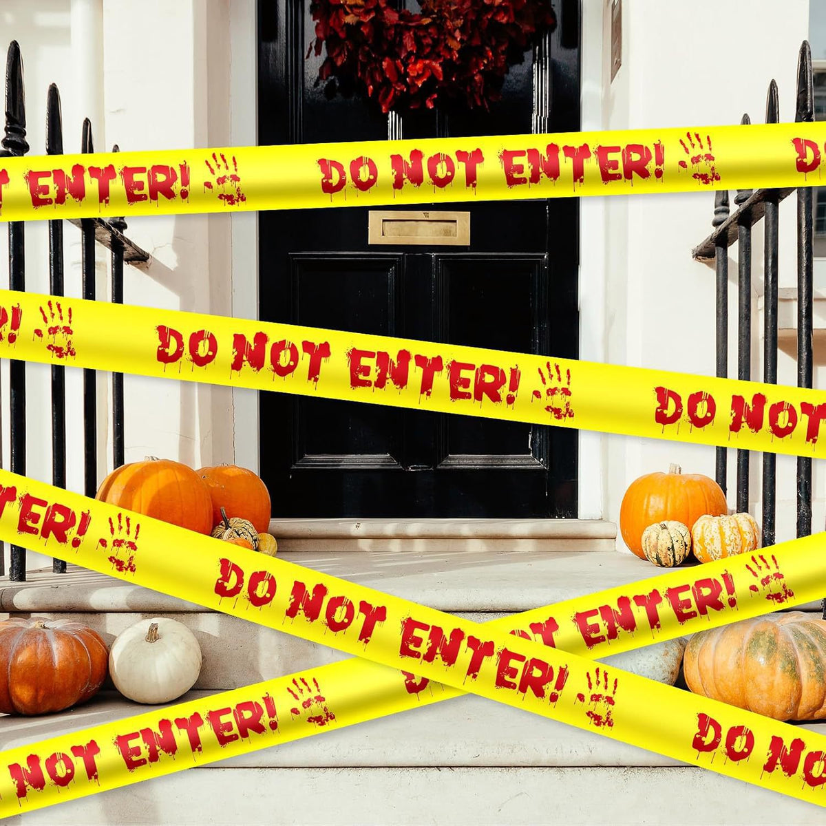 Halloween Decorations Caution Tape, 2Pcs 2Inx82Ft/Roll Do Not Enter Tape and Caution Tape, Halloween Warning Tape for Indoor Outdoor Halloween Party Decorations, Yellow