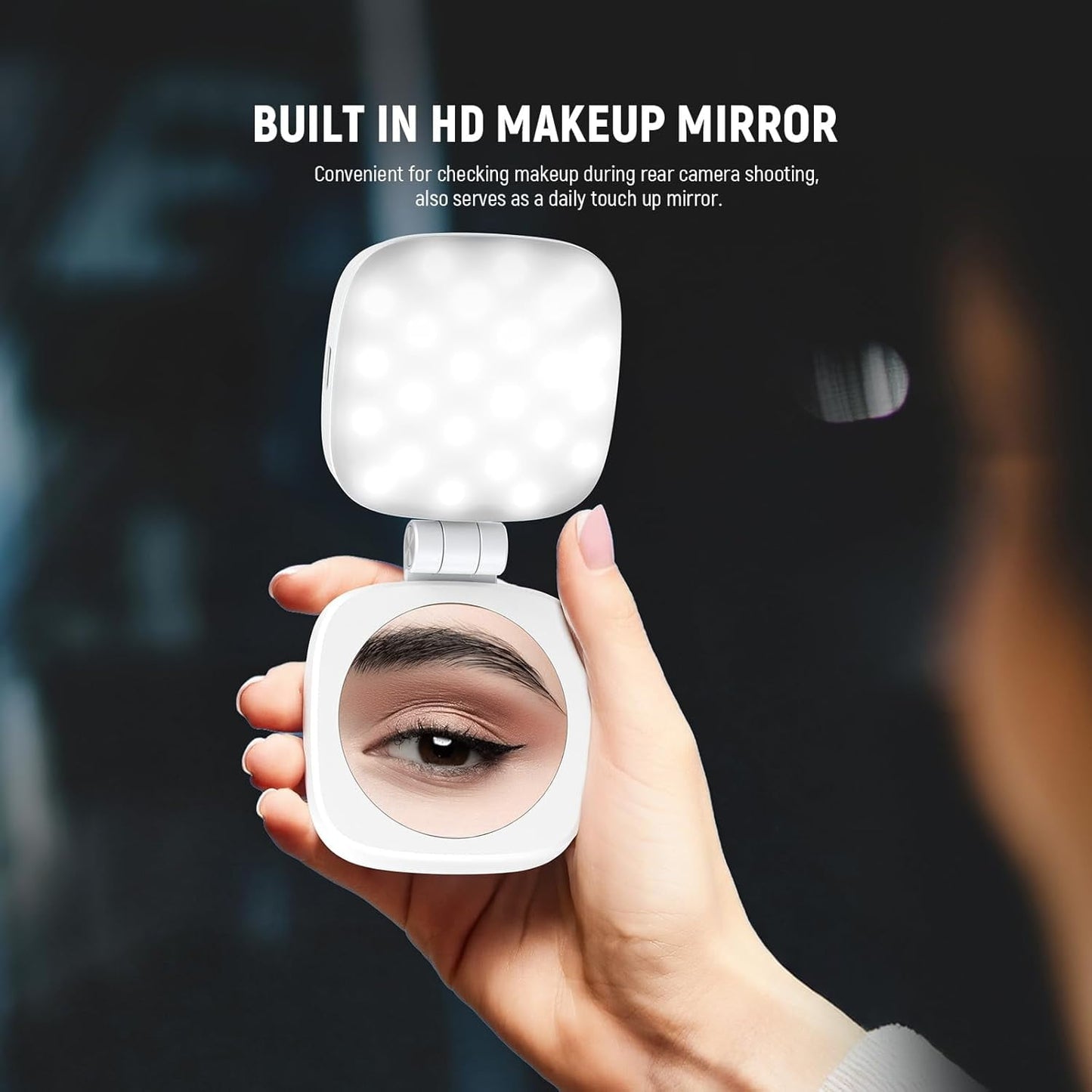 Magnetic Selfie Light for iPhone Instant Attachment for MagSafe CRI95 700lx/0.3m Folding LED Phone Fill Ring Lighting Phone Light with a Mirror for Zoom Makeup Photography Recording Video Conference