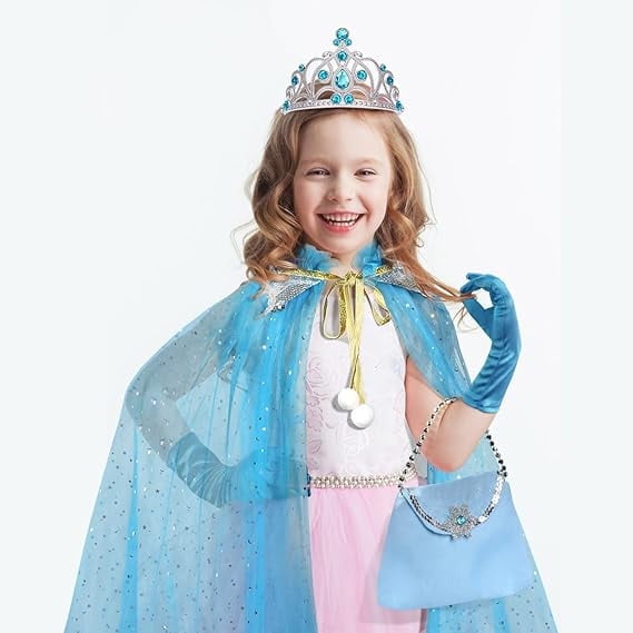 Princess Dress Up kids Costume Props Halloween Christmas gifts 11Pcs Fairy Princess for Toddler Girls Costume Sets Cape Wand Headband Tutu Skirt Jewelry New Year Gifts for Girls3 4 5 6 7 8 Year Old
