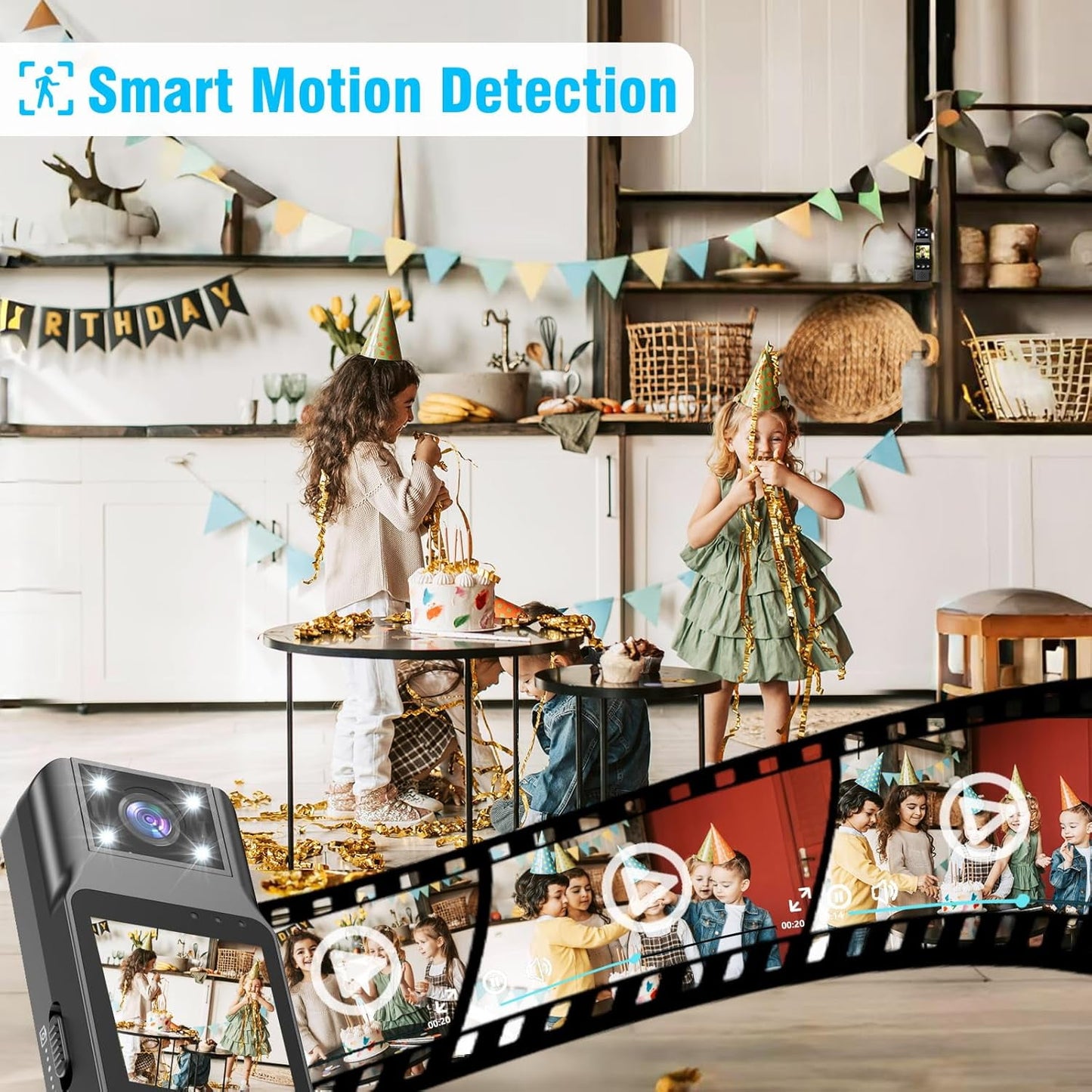 Body Camera with Audio and Video Recording 1080P Bodycam Handheld Video Recorder with 1.3 Screen 180° Rotating Lens 6h Battery 4 Fill Lights Motion Detection for Personal Civilians Travel