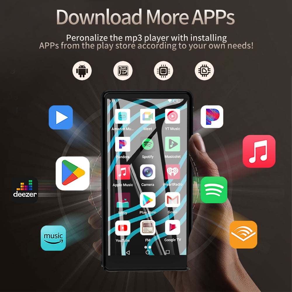 MUSICOZY 128GB MP3 Player with Bluetooth WiFi Android 12 OS MP3&MP4 Players with 5 Touchscreen and 64GB ROM 1080P 120Hz 16MP Camera Digital Music Player with Spotify Audible Play Store for Students