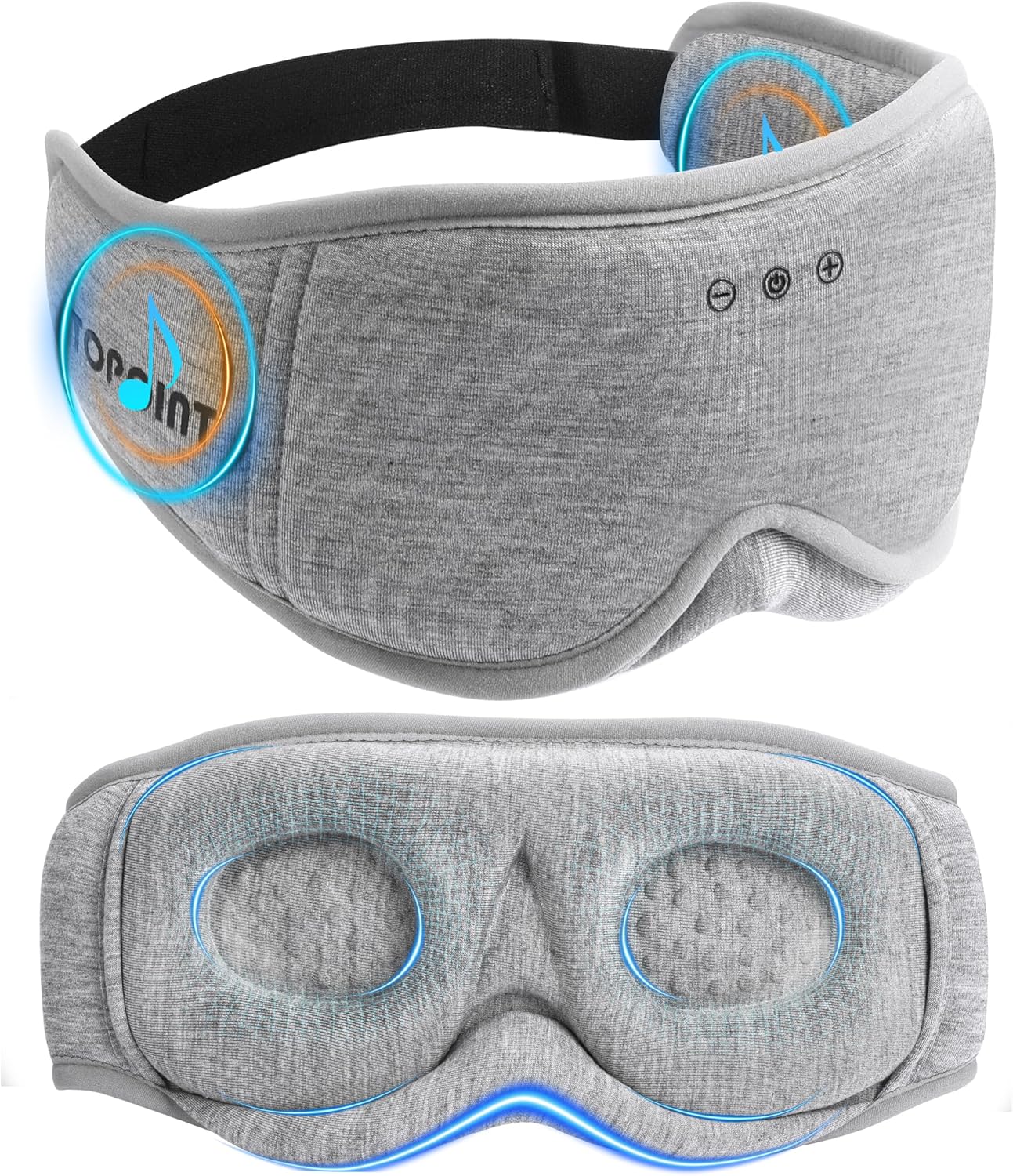 Sleep Mask with Headphones Bluetooth 5.4  TOPOINT 3D Eye Mask Blackout with Soft Bamboo Cotton for Side Sleepers Women Men  Sleep Headphones Earphones HD Speaker Microphone for Travel Meditation Gift
