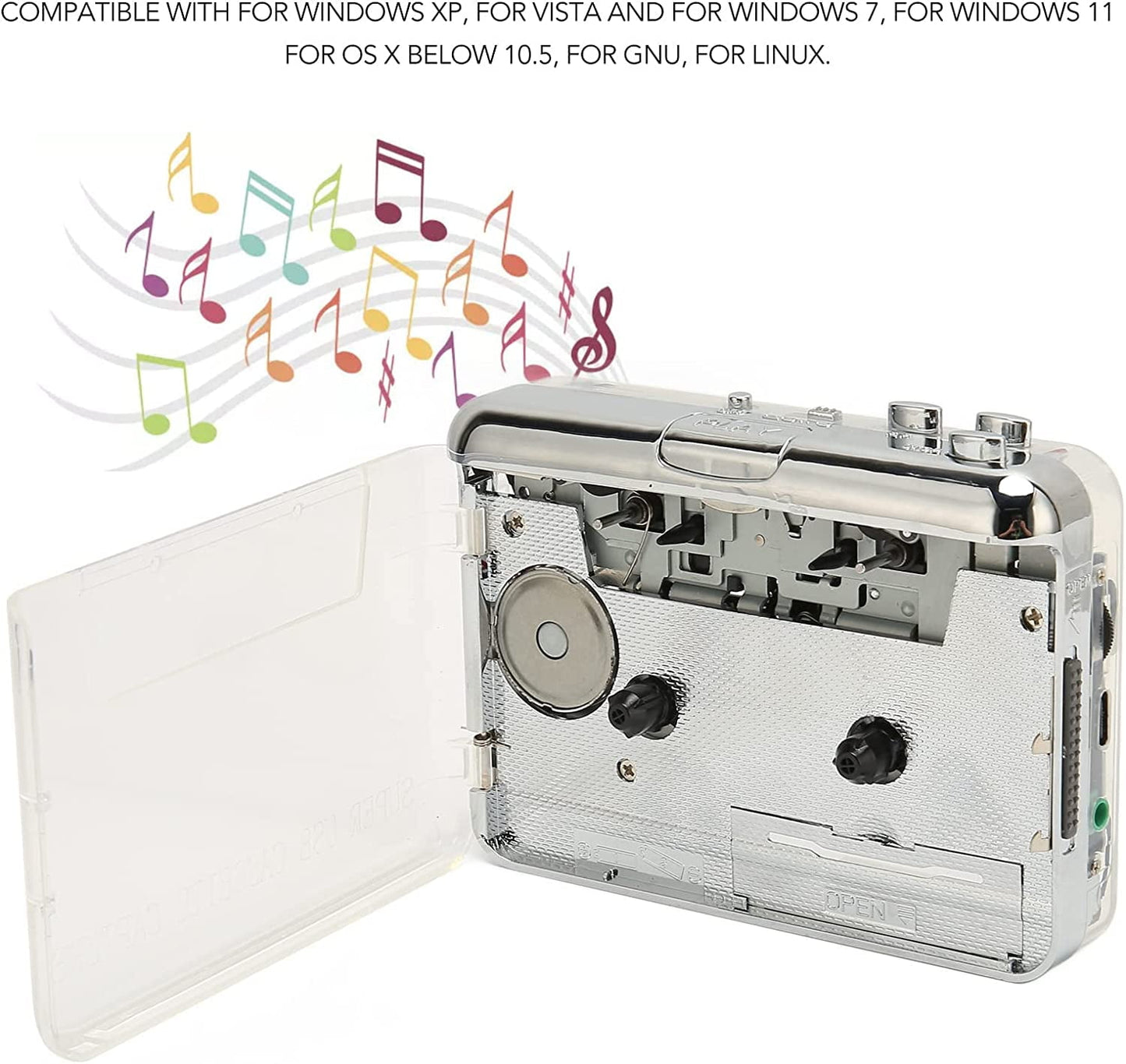 Portable Cassette Player USB Tape to MP3 Converter Digitizer Player Walkmans with 3.5mm Headphone Jack Stereo Cassette Player Compatible with IOS and PC，Vintage Cassette Player for Elder and Student