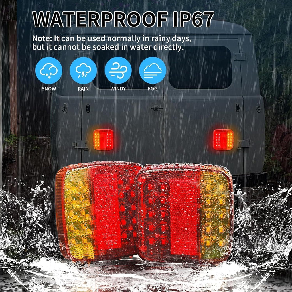 Magnetic Wireless Tail Lights Kit for Trailer,Led Trailer Rear Lights,12-24V LED Tow Lights Kit with Turn Signals,Rechargeable Towing Light with Powerful Suction Base for Trucks,Boat,RV,Vehicle