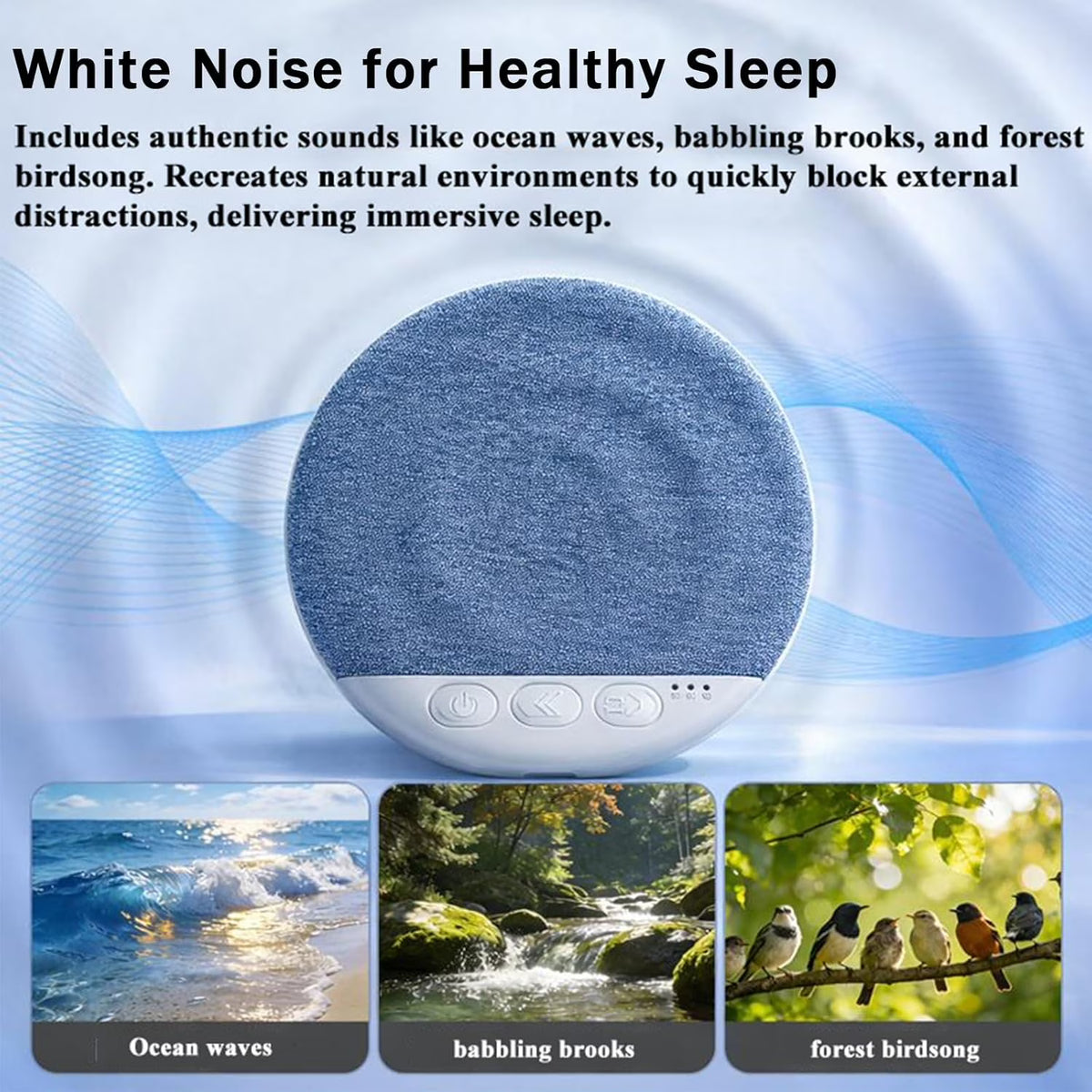 Under Pillow Speaker for Sleeping, 11mm Ultra-Thin Bluetooth 5.4 Pillow Speaker with Hi-Fi Sound & 3 Sleep Timer, Built-in White Noise, 20-48 Hour Battery Life, Blue