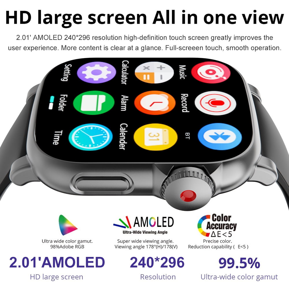 MP3 Player Sports Watch 32GB Bluetooth Music Player 2.0 Touch Screen MP3 MP4 Player Build-in Speaker/Photo/Video Play/Voice Recorder/E-Book Reader Supports up to 128GB for Kids Running Walking