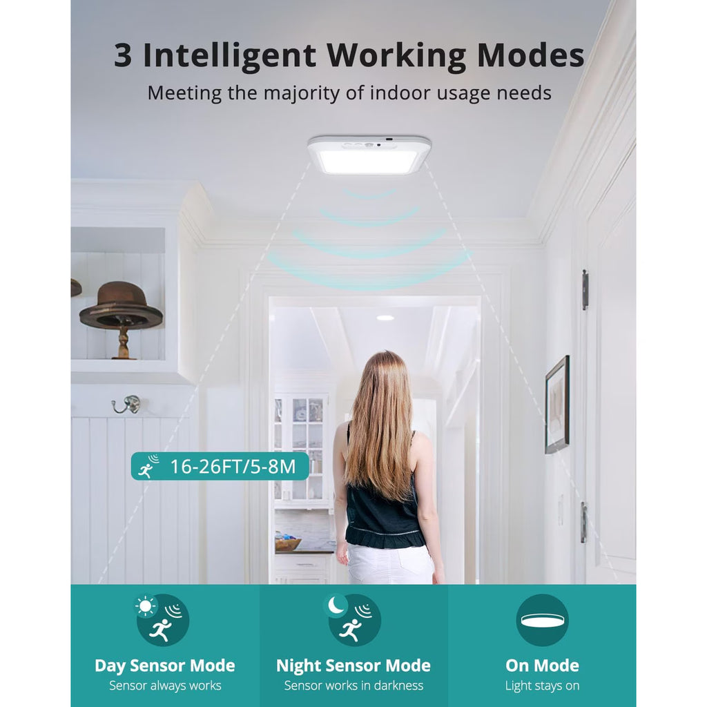 Ceiling Light Rechargeable, Wireless Motion Sensor Light with Remote 3000K 4500K 6500K Dimmable Timing for Closet, Shower, Hallway, Patio,1pcs