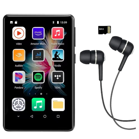 96GB MP3 Player with Spotify 4 Touch Screen 1080P HD Video Mp3 & Mp4 Player with Bluetooth WiFi HiFi Lossless Sound Android Music Player with Audible Browser Amazon Music FM Radio Support Up 512GB