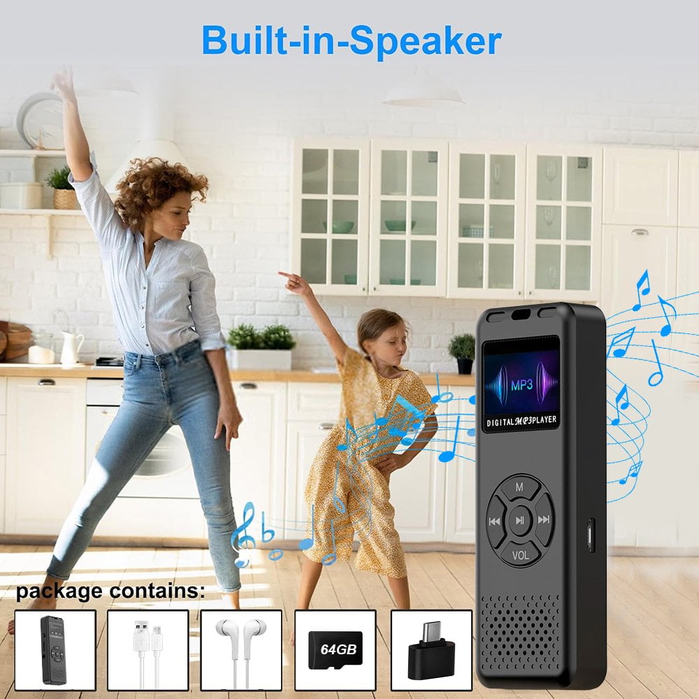 MUSICOZY 64GB MP3 Player Portable Music Player with Built-in Speaker Hi-Fi Lossless Sound Music MP3 Player for Voice Recorder FM Radio E-Book AB Repeat mode with Earphones for Kids Running Walking