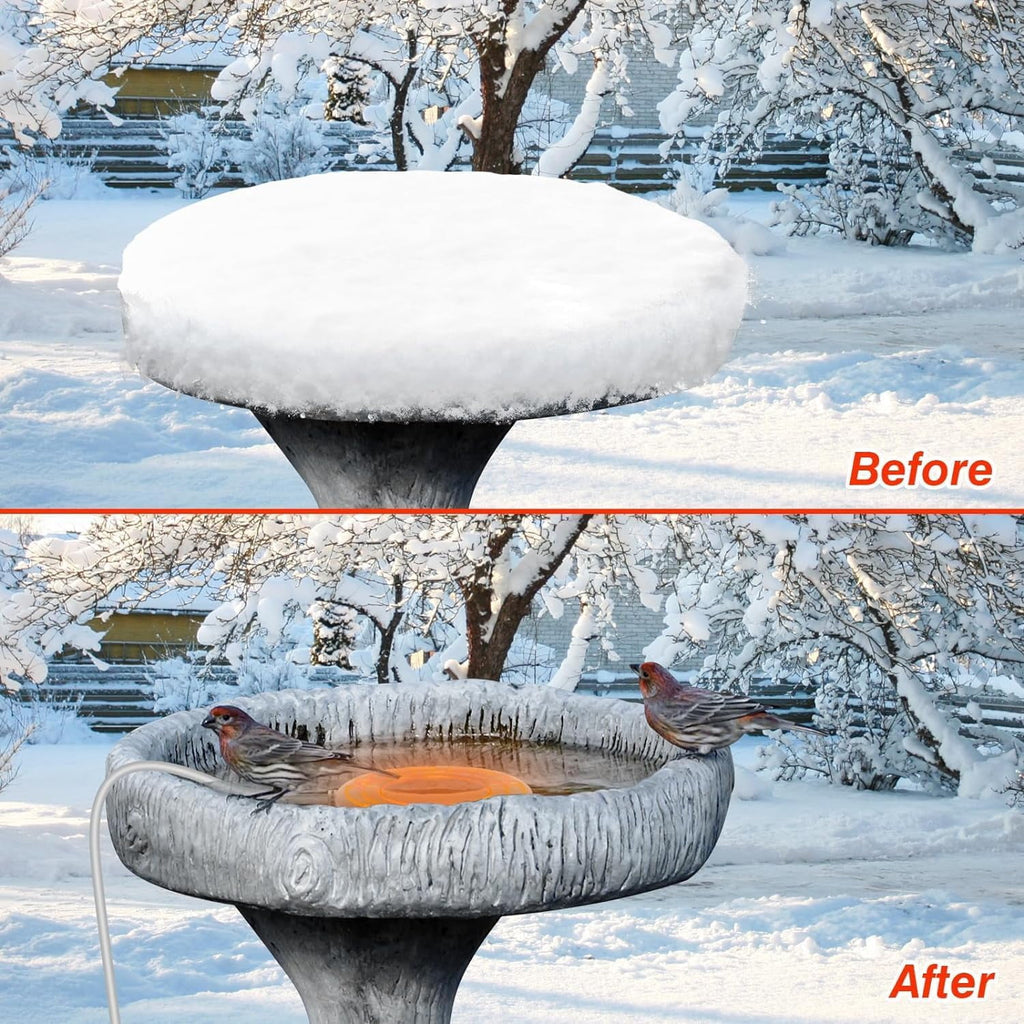 MUSICOZY Bird Bath Heater 70W 120V Automatic Birdbath Deicer for Winter Outdoor Birdbaths and Animal Water Bowls Chicken Coop Water Deicer 48±5°C Thermostat Control for Patio Garden 3.3ft Cord