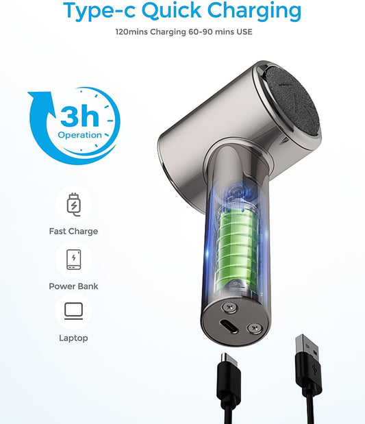 Electric Foot Callus Remover (with Dander Vacuum) Rechargeable Electric Callus Remover For Feet Electric Pedicure Electric Foot File Kit Professional Feet Care Tool For Dead Hard Cracked Dry Skin